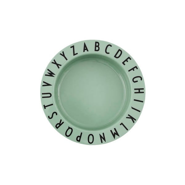 Eat & Learn zöld gyerek mélytányér, ø 15,5 cm - Design Letters