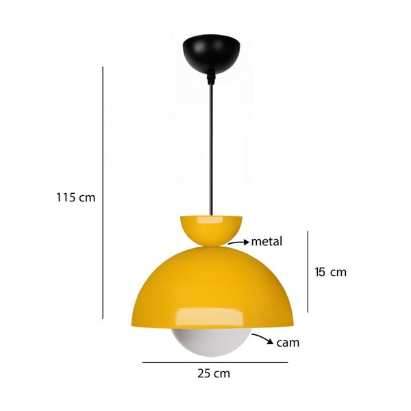 Sárga függőlámpa fém búrával ø 25 cm Arta – Opviq lights-image-2