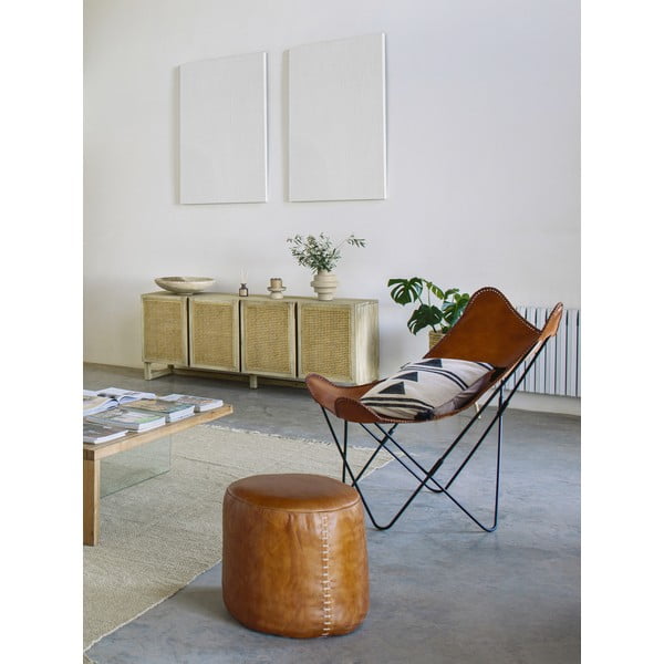 Cesia konyakbarna bőr puff - Kave Home-image-4