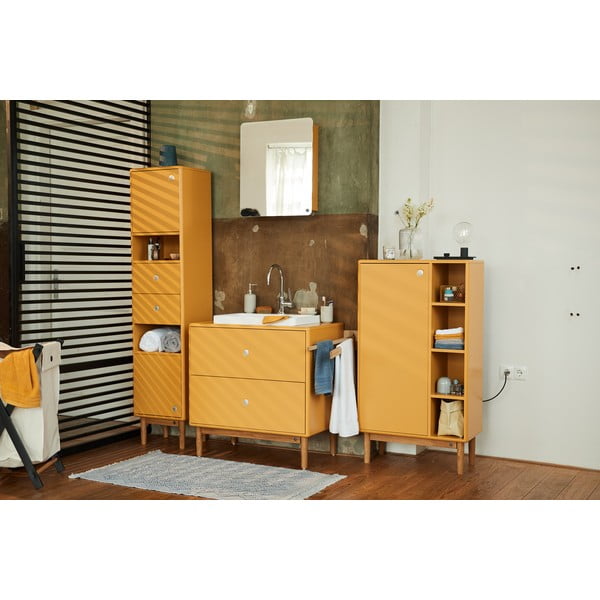 Mustársárga magas-fali fürdőszoba szekrény 40x158 cm Color Bath – Tom Tailor-image-1
