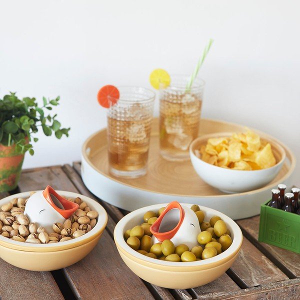 Sárga-fehér kerámia szervírozó tálka 250 ml Hungry Bird – Balvi-image-1