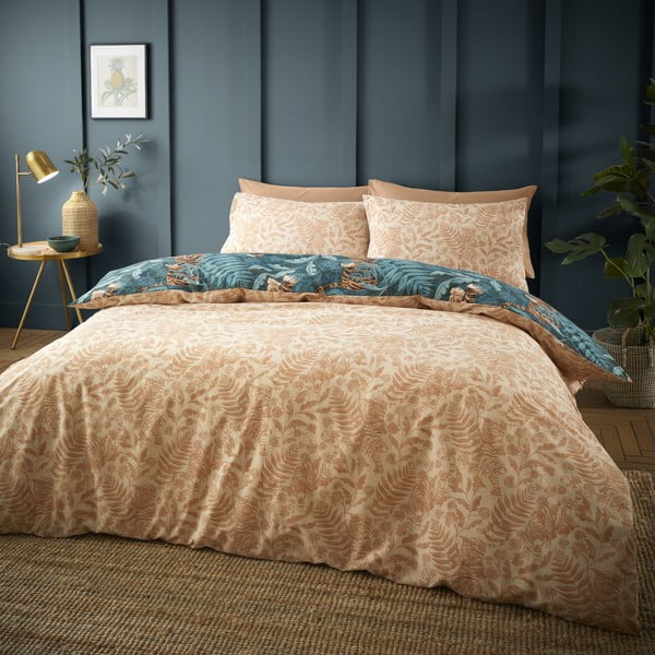 Zöld-barna egyszemélyes ágyneműhuzat 135x200 cm Tropic Tiger Leaf – Catherine Lansfield-image-2