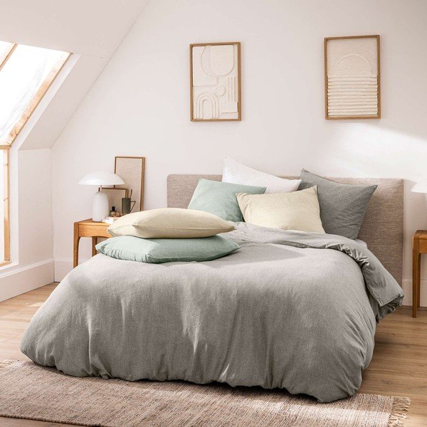 Szürke kétszemélyes-hosszabbított háromrészes pamut ágyneműhuzat 240x220 cm Meline – douceur d'intérieur-image-3