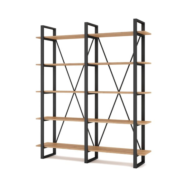Fekete-natúr színű polcos állvány tölgyfa dekorral 150x180 cm Aviva – Marckeric-image-3