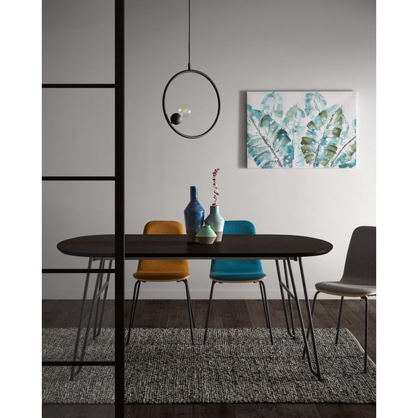 Sötétbarna bővíthető étkezőasztal kőrisfa dekoros asztallappal 100x170 cm Milian – Kave Home-image-1