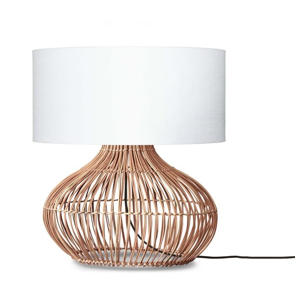 Fehér-natúr színű asztali lámpa textil búrával (magasság 60 cm) Kalahari – Good&Mojo