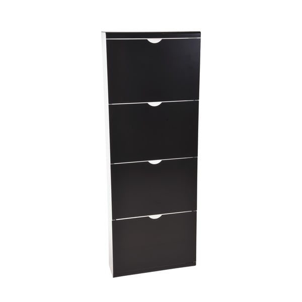 Fekete fém billenő ajtós cipőtartó 51x138x16 cm – Household Pleasure-image-3