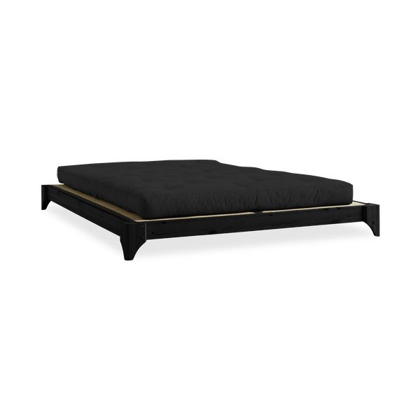 Elan Double Latex Black/Black borovi fenyőfa franciaágy matraccal és tatamival, 140 x 200 cm - Karup Design