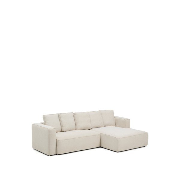 Bézs zsenília kinyitható sarokkanapé (jobb oldali-heverő résszel) Marela – Kave Home-image-2