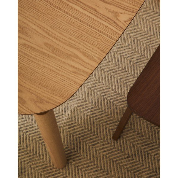 Étkezőasztal kőrisfa dekorral 100x100 cm Indara – Kave Home-image-2