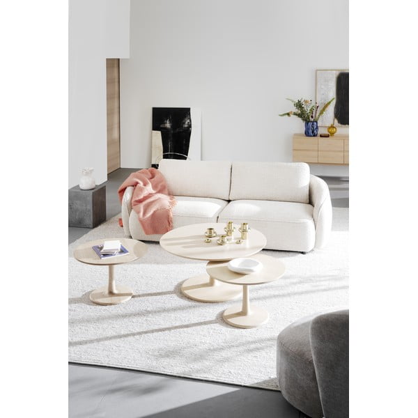 Natúr színű kerek dohányzóasztal tölgyfa dekorral 90x90 cm Hobart – Rowico-image-3