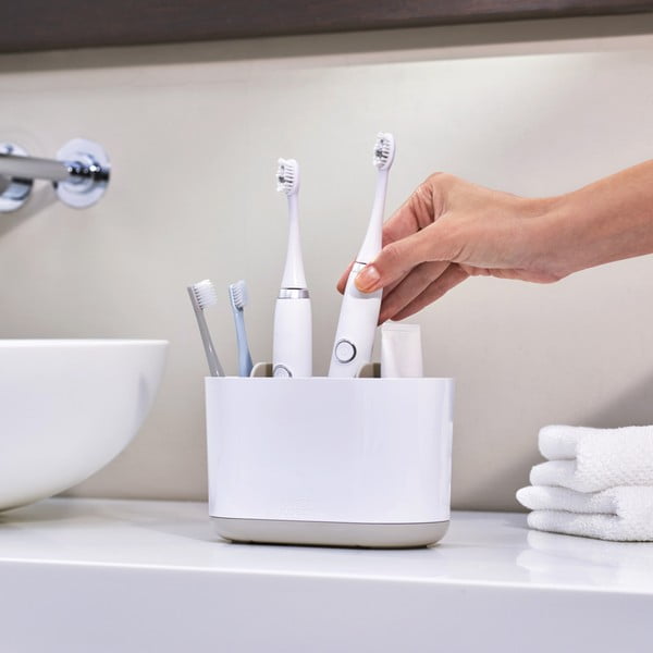 Fehér műanyag fogkefetartó pohár Duo – Joseph Joseph-image-1