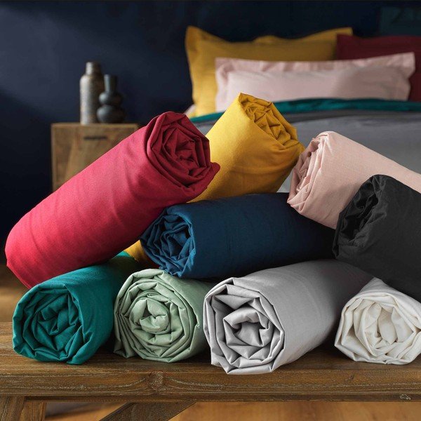 Petróleum színű gumis pamut lepedő 90x190 cm Lina – douceur d'intérieur-image-4