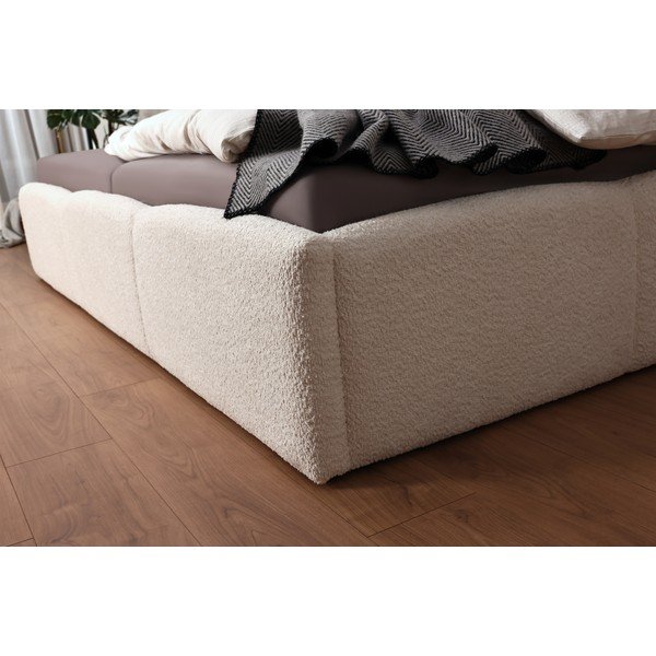 Elefántcsont színű kárpitozott franciaágy ágyrács nélkül 200x240 cm Merida – Meise Möbel-image-3