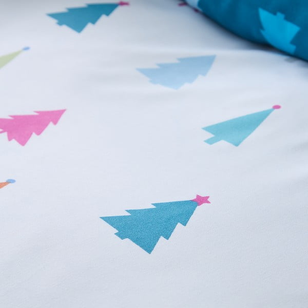 Fehér-kék egyszemélyes mikroszálas ágyneműhuzat 135x200 cm Christmas Tree – Catherine Lansfield-image-4