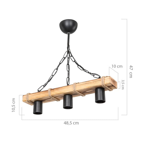 Fekete-natúr színű mennyezeti lámpa 10.5x48.5 cm – Squid Lighting-image-3