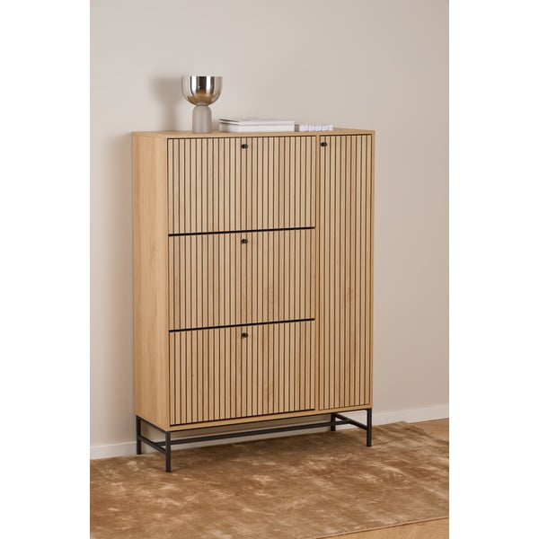 Natúr színű billenő ajtós cipőtartó tölgyfa dekorral 99x140x35 cm Albany  – Actona-image-1