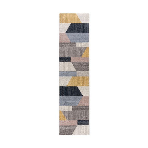 Barrio szürke-sárga szőnyeg, 60 x 230 cm - Flair Rugs