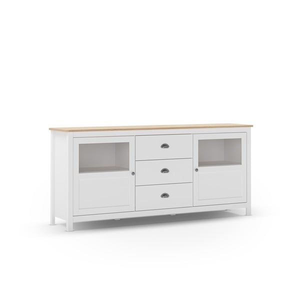 Fehér borovi fenyő alacsony komód 180x80 cm Misti – Marckeric-image-4