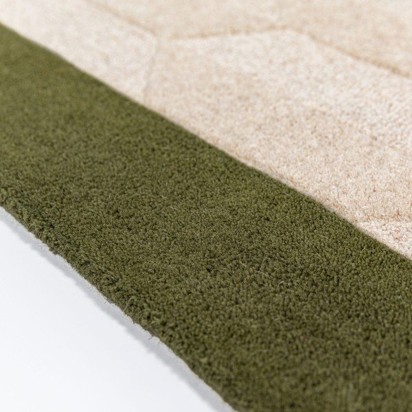 Zöld-natúr színű kézi szövésű gyapjú futószőnyeg 60x230 cm Apex Border Wool – Flair Rugs-image-2