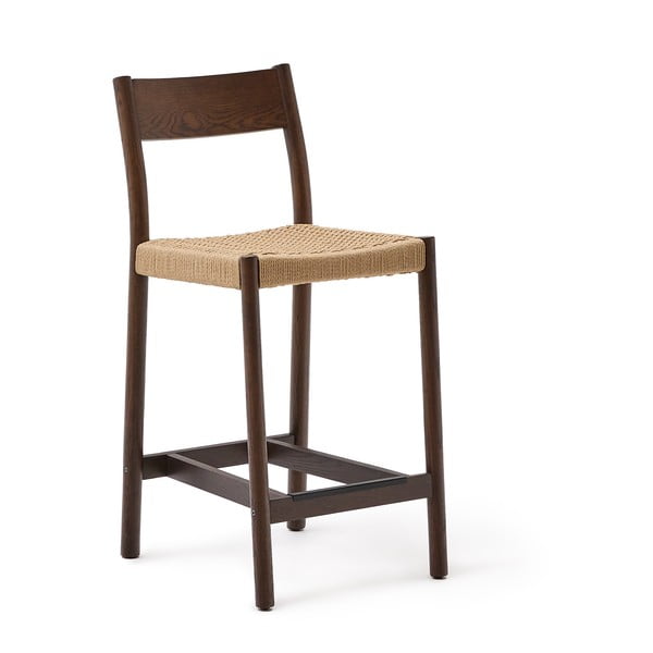 Barna-natúr színű tölgyfa bárszék (ülésmagasság 65 cm) Yalia – Kave Home