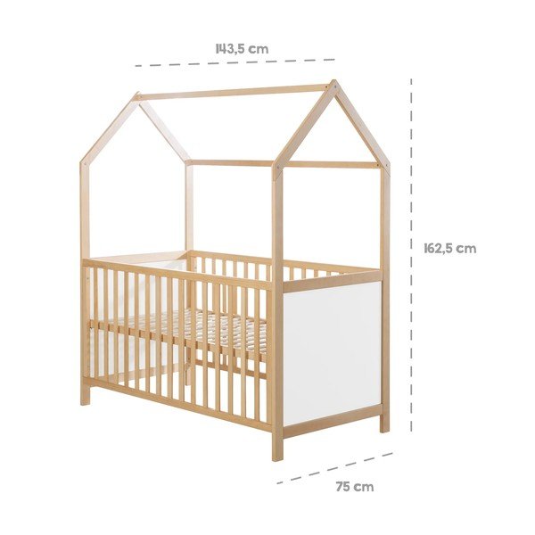 Fehér-natúr színű babaágy 70x140 cm – Roba-image-4