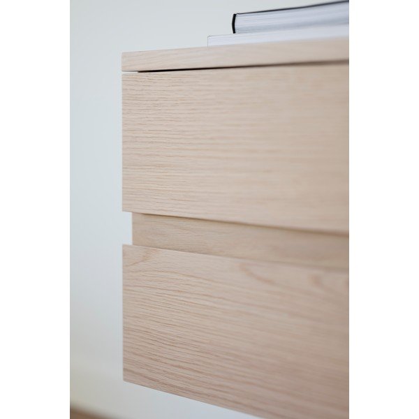 Natúr színű alacsony komód tölgyfa dekorral 160x75 cm Moresby – Rowico-image-1