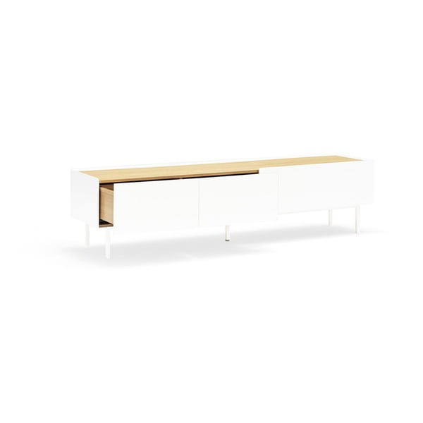 Fehér-natúr színű TV-állvány tölgyfa dekorral 180x45 cm Arista – Teulat-image-4