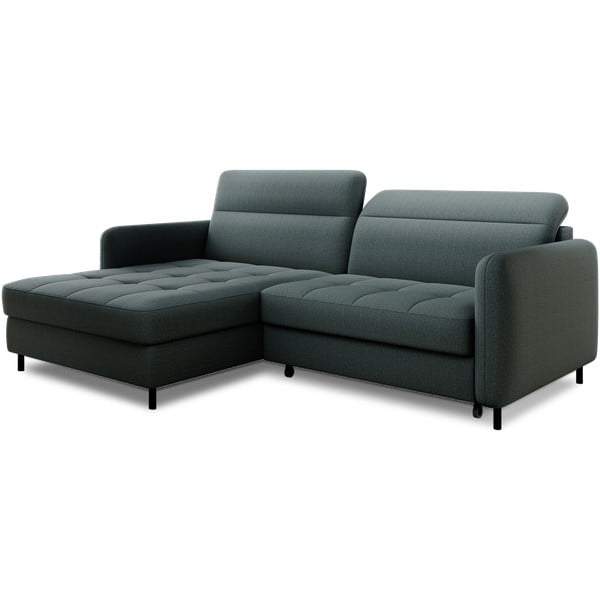 Szürkészöld bársony kinyitható-tárolóhelyes sarokkanapé (bal oldali-heverő résszel) Gomsi – ELTAP-image-2