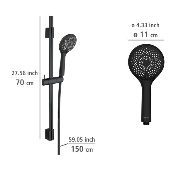 Fekete rozsdamentes acél zuhanyszett 70 cm Water Saving – Wenko-image-1