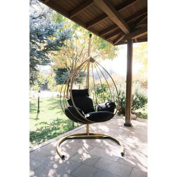 Fekete-aranyszínű kerti függőfotel Damla – Floriane Garden-image-2
