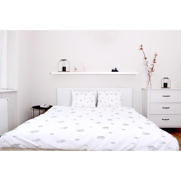 Spots Watercolour pamut-szatén egyszemélyes ágyneműhuzat, 135 x 200 cm - Butter Kings-image-1