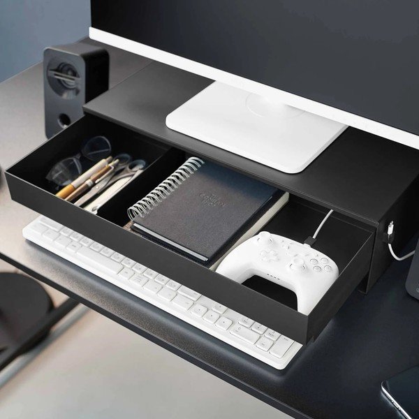Fekete fém monitorállvány Tower – YAMAZAKI-image-2