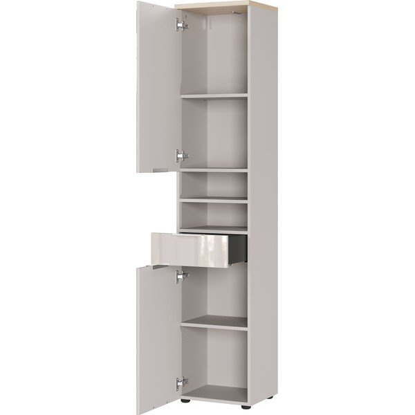 Krémszínű fényes magas-keskeny fürdőszoba szekrény 39x190 cm Tavira – Germania-image-3