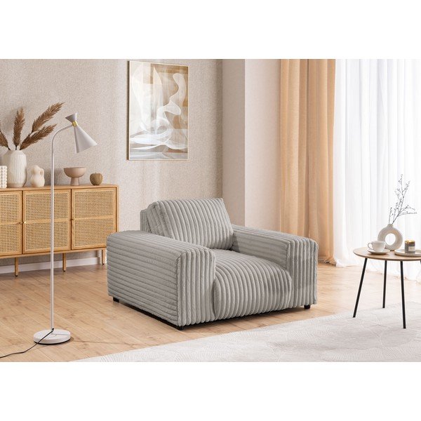 Világosszürke kordbársony fotel Justin – Ropez-image-4