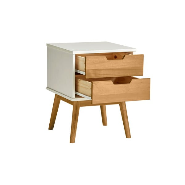 Baku barna-fehér éjjeliszekrény tömör borovi fenyőből - Marckeric-image-3