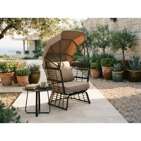 Bézs fém kerti fotel Paros – Garden Pleasure-image-1