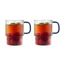 Kék üveg bögre szett 2 db-os cappucinóhoz 350 ml Livio – Vialli Design