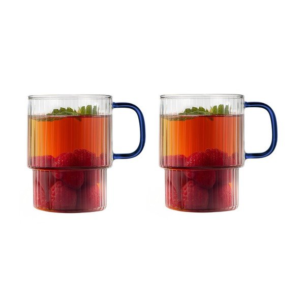 Kék üveg bögre szett 2 db-os cappucinóhoz 350 ml Livio – Vialli Design