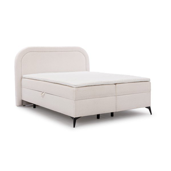 Fehér ágyneműtartós boxspring ágy 200x200 cm Ornes – Ropez