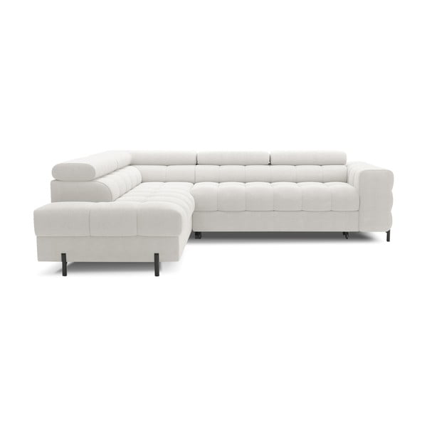 Krémszínű buklé kinyitható-tárolóhelyes sarokkanapé (bal oldali-L alakú) Ferucce – ELTAP-image-2