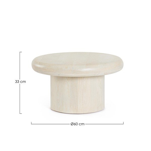 Krémszínű mangófa kerek dohányzóasztal ø 60 cm Lopez – Bizzotto-image-3