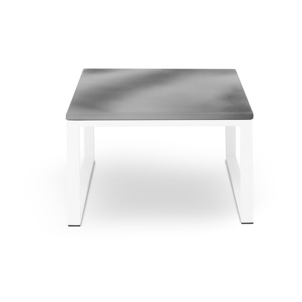 Nicea szürke kültéri asztal beton díszítéssel, fehér kerettel, hossz 60 cm - Calme Jardin
