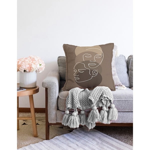 Chenille barna pamut keverék párnahuzat, 55 x 55 cm - Minimalist Cushion Covers-image-2