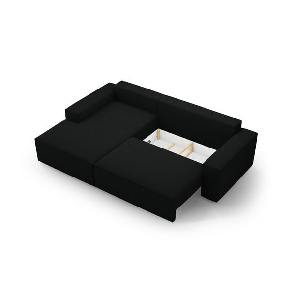 Fekete buklé kinyitható sarokkanapé (bal oldali) Jodie – Micadoni Home-image-4