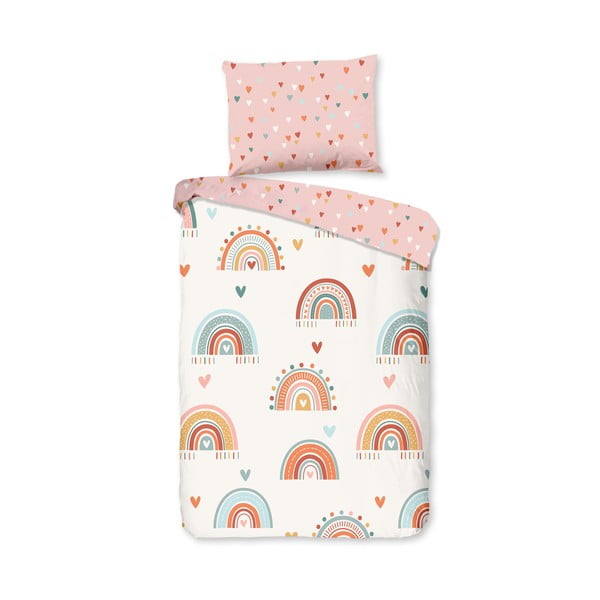Rózsaszín-bézs pamut gyerek ágyneműhuzat babaágyhoz 100x135 cm Louie – Good Morning