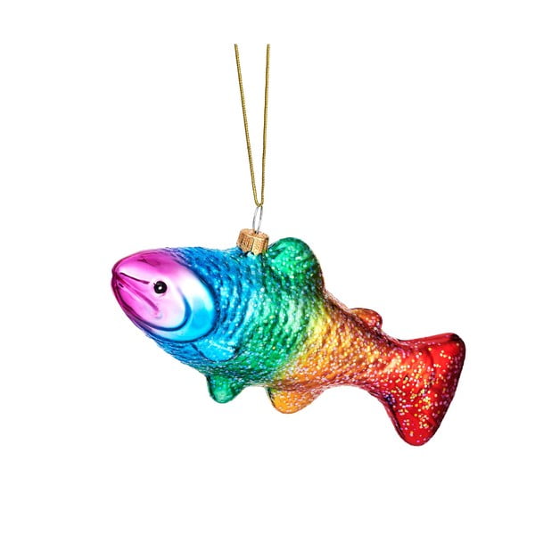 Üveg kézzel készített karácsonyfadísz 7 cm Rainbow Trout – Sass & Belle