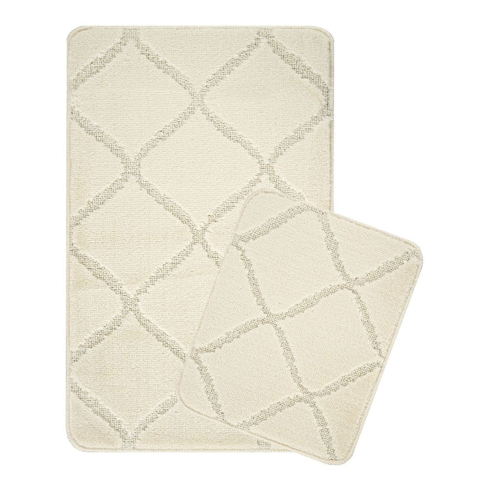 Krémszínű fürdőszobai kilépő szett 2 db-os 50x80 cm Cizgili Foutastic