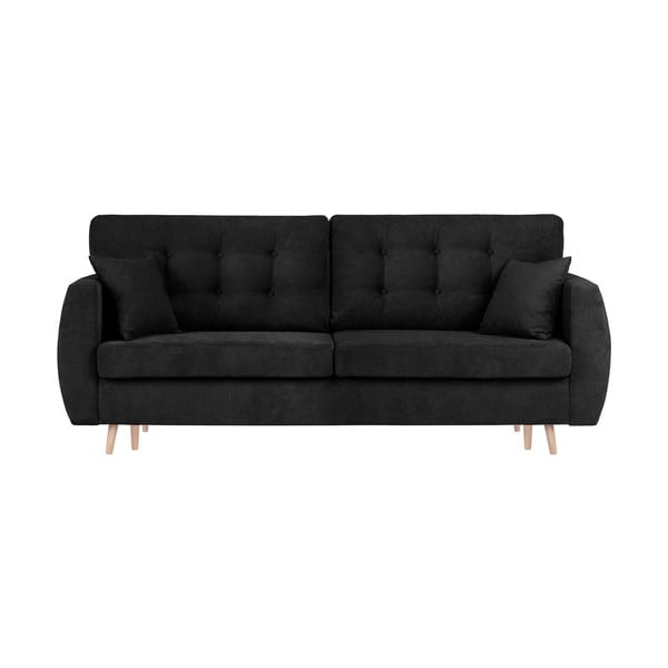 Amsterdam háromszemélyes fekete kinyitható kanapé tárolóval, 231 x 98 x 95 cm - Cosmopolitan design