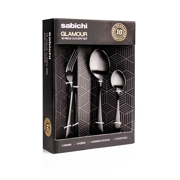 16 db-os matt fekete evőeszköz készlet - Sabichi-image-1
